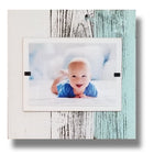 Farmhouse Coastal Style Reclaimed Wood Cape Cod Frame with a 4x6 or 5x7 Picture | White washed with Turquoise slat | Hangs and Stands - Beach Frames