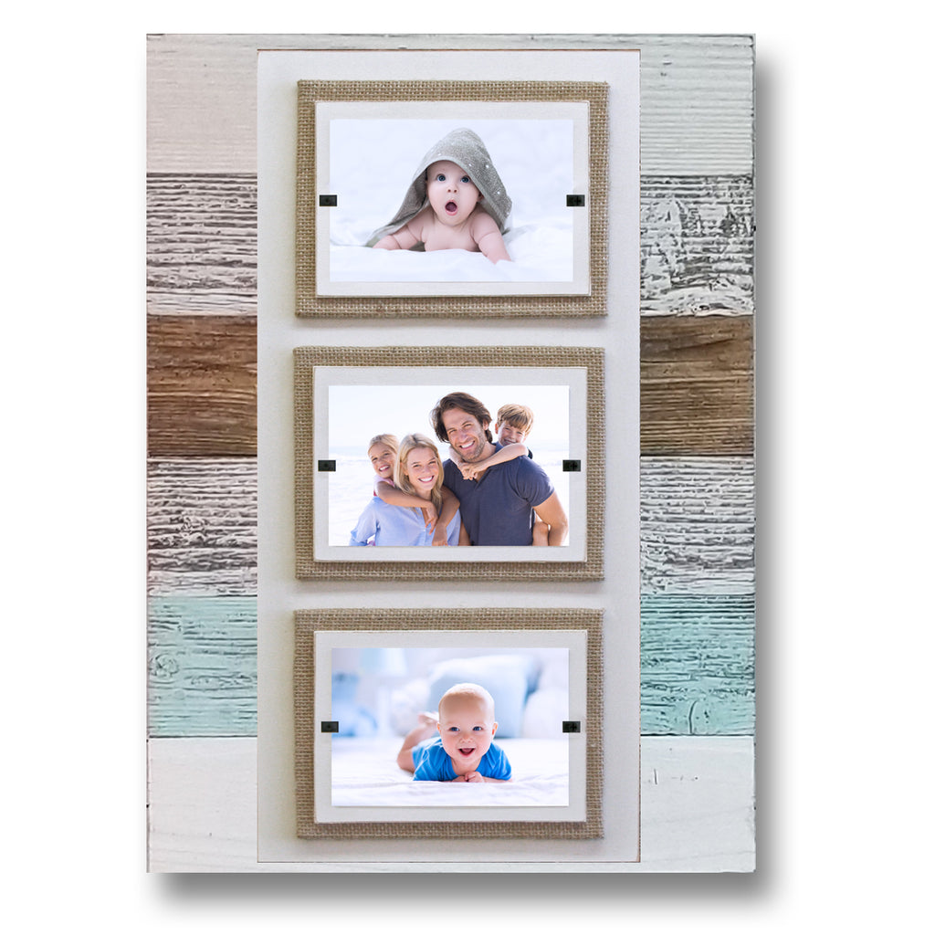 4x6 Collage Barnwood Picture Frame - Three Opening