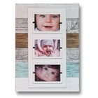 Cape Cod Style Triple 4x6 or 5x7 Cape Cod Coastal Style Reclaimed Wood Picture Frame - White Washed with Sea Mist - Beach Frames