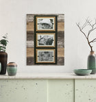Triple 4x6 Picture Modern Farmhouse Rustic Weathered Reclaimed Wood Picture Frame with Burlap Accents - Beach Frames