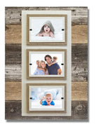 Triple 4x6 Picture Modern Farmhouse Rustic Weathered Reclaimed Wood Picture Frame with Burlap Accents - Beach Frames