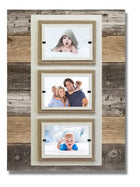 Triple 4x6 Picture Modern Farmhouse Rustic Weathered Reclaimed Wood Picture Frame with Burlap Accents - Beach Frames