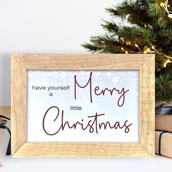 Have Yourself a Merry Little Christmas Wood Sign, Modern Farmhouse Christmas Decorations, Holiday Decor, Snow Flake Winter Christmas Frame - Beach Frames
