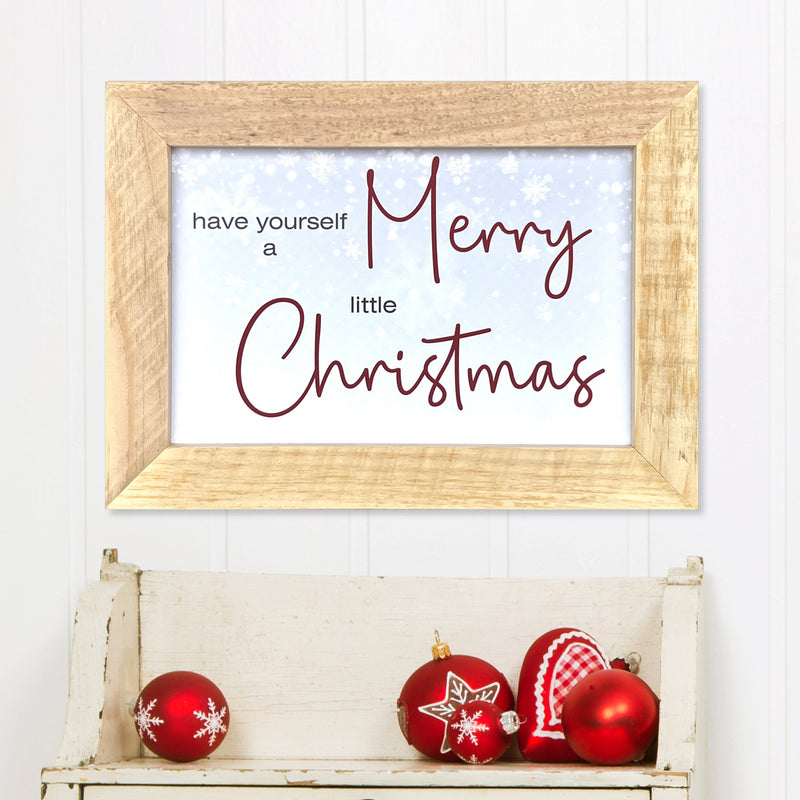 Have Yourself a Merry Little Christmas Wood Sign, Modern Farmhouse Christmas Decorations, Holiday Decor, Snow Flake Winter Christmas Frame - Beach Frames