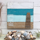 Beach Coastal Wall Art with 3D Reclaimed Driftwood Pier | Abstract Beach Art | Nautical Artwork for Wal - Beach Frames