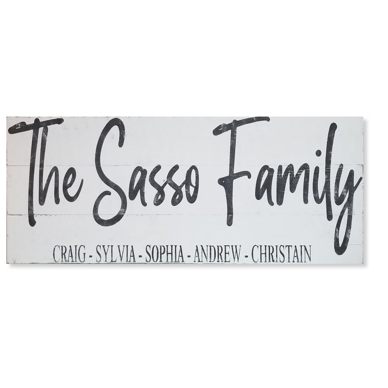 Personalized Family Name Sign | Family Members Names | Chunky Rustic Solid Wood Antique Painted Sign | Hand Painted Lettering | Large Sign - Beach Frames