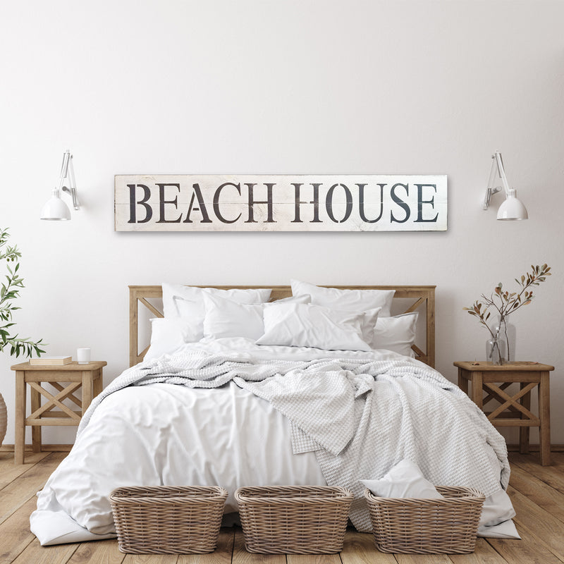 Beach House Coastal Farmhouse Style Rustic Wood Antiqued Sign - Beach Frames