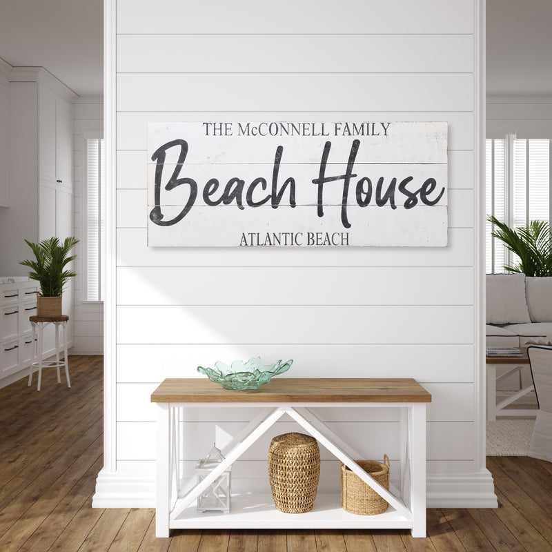Personalized Large Beach House Family Name Shiplap Chunky Distressed Wood Sign | Family Established Date | City Name - Beach Frames