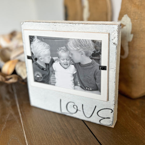 Christmas Antique White Distressed Wood Sign Frame with LOVE - Beach Frames