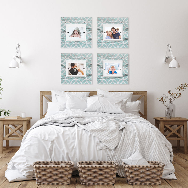 Wall Collage Set of Turquoise Farmhouse Rustic Wood Picture Frames for 8x10 or 11x14 Pictures - Beach Frames