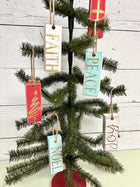Set of Whimsical Wooden Christmas Ornaments with Golden Swirled XMAS tree - Beach Frames