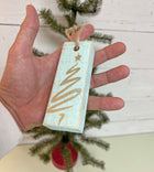 Whimsical Personalized Christmas Tree Wood Ornaments | Wood Name Place Card | Gift Tag - Beach Frames