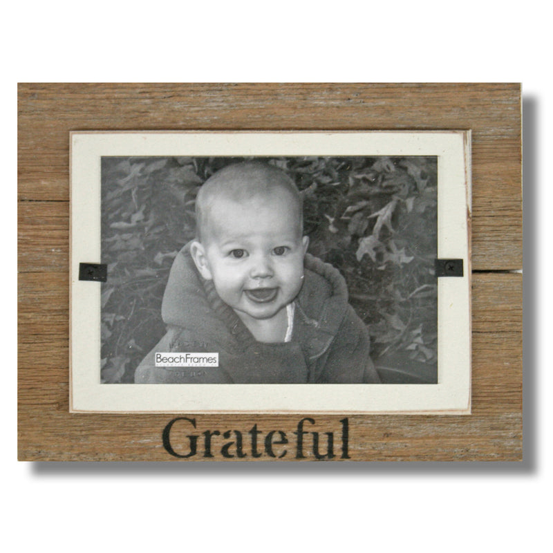 Set of Thankful Grateful Blessed Tabletop Farmhouse Christmas Wood Frames - Beach Frames