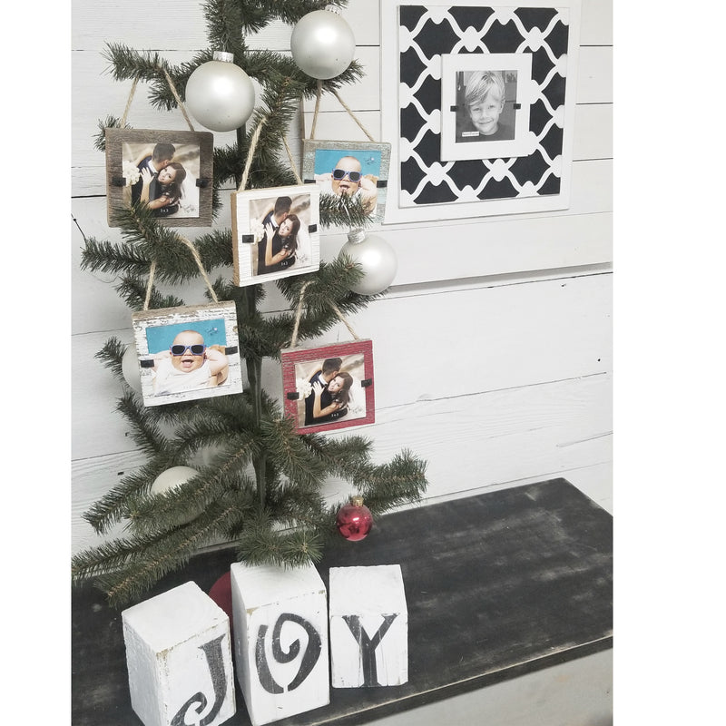 Picture Frame Reclaimed Wood Christmas Ornament Sets - Beach Frames