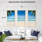 Palm Tree and Sandy Beach Triptik Wall Collage Picture Artwork Frames for Coastal & Beach Decor - Beach Frames