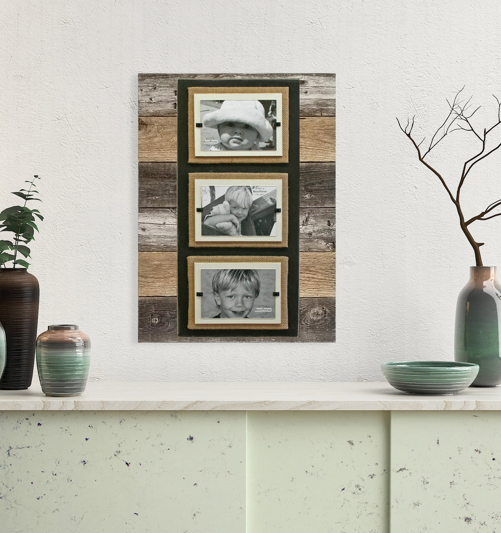 Rustic 3 Photo Frame 3 Picture Photo Frame Modern Farmhouse Rustic Weathered Reclaimed Wood ...