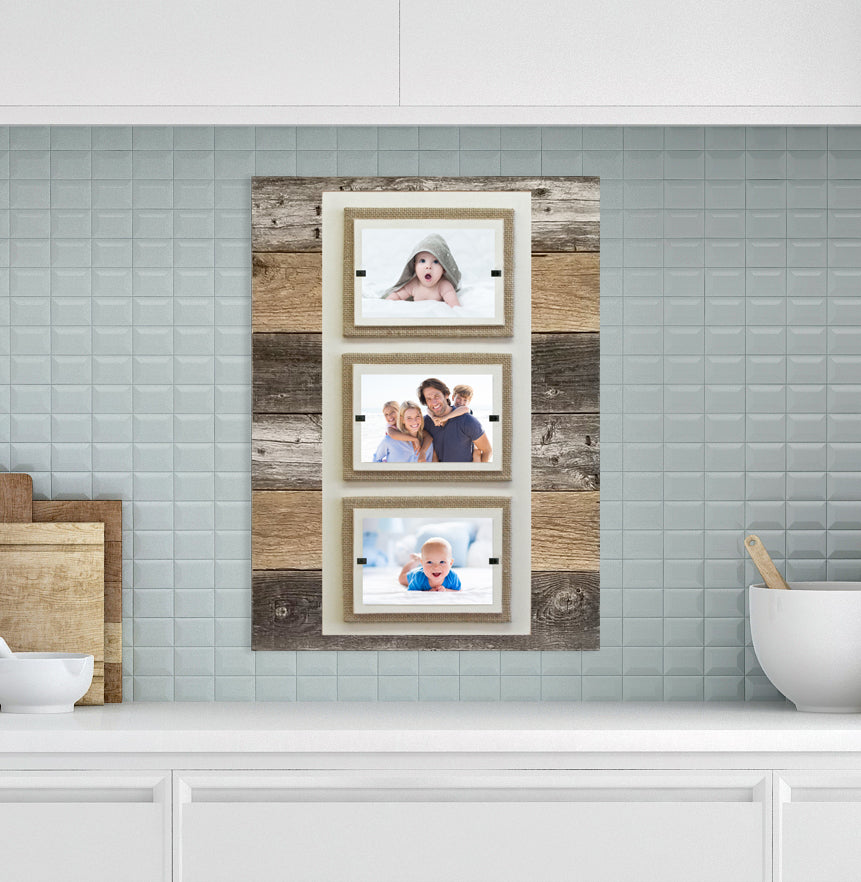 Rustic 3 Photo Frame Triple 4x6 Picture Modern Farmhouse Rustic Weathered Reclaimed Wood ...