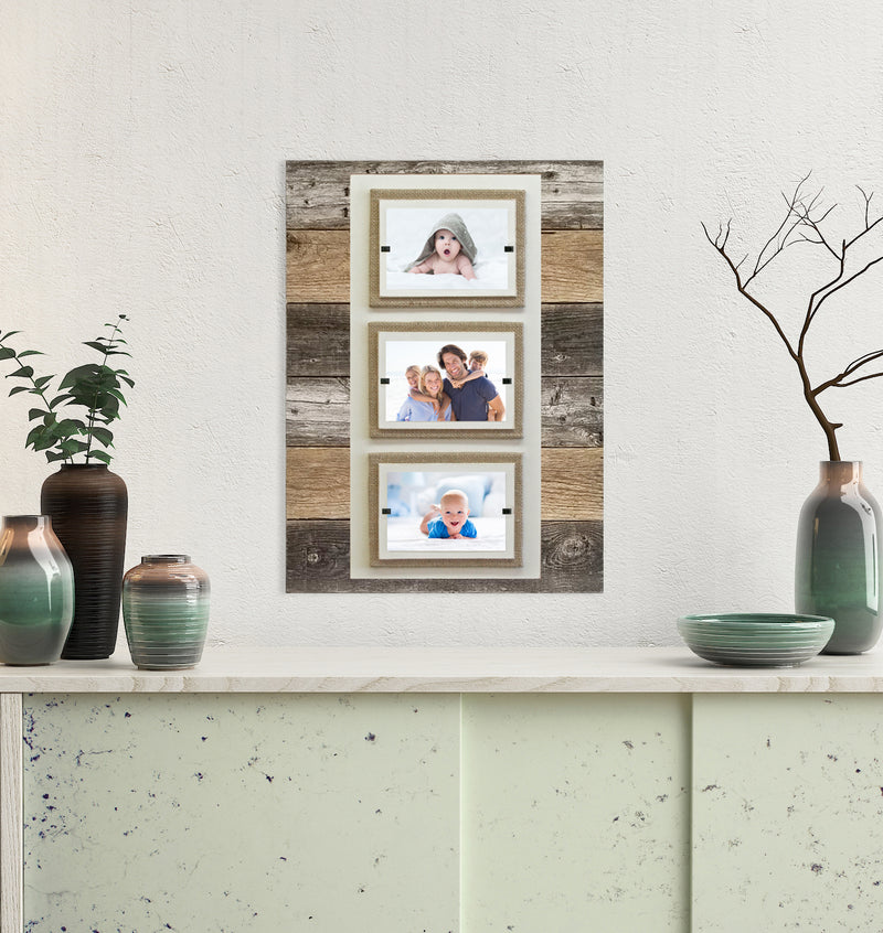3 Picture Photo Frame Modern Farmhouse Rustic Weathered