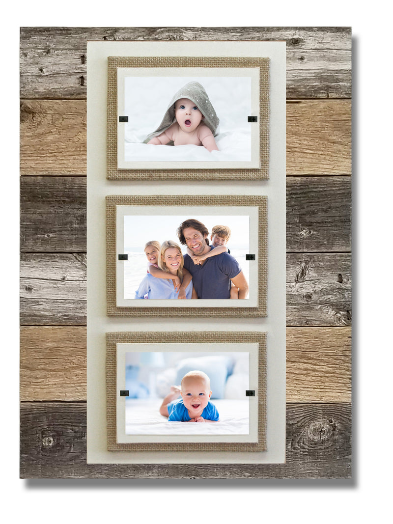 Collage Picture Frames from Rustic Distressed Wood: Holds Four 4x6 Photos:  Ready to Hang. Shabby Chic, Driftwood, Barnwood, Farmhouse, Reclaimed Wood