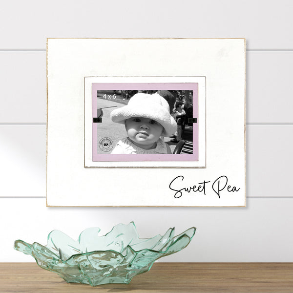 New Baby Sweet Pea Whimsical Picture Frame Love Note | Baby Portrait Frame | Newborn Gift | Baby Shower Gift | Baby Girl Present - Beach Frames