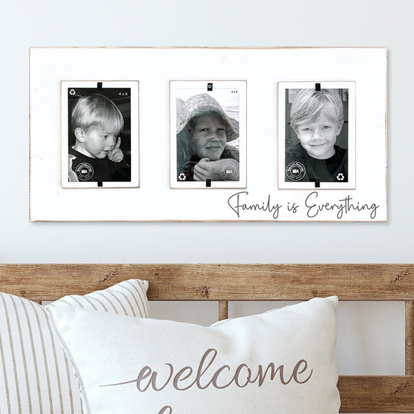 Personalized Triple Three Picture Frame | Whimsical Modern Farmhouse Decor Collage Wall Frame - Love note or leave Blank | 4x6 or 5x7 Picture Options | Gallery Wall - Beach Frames