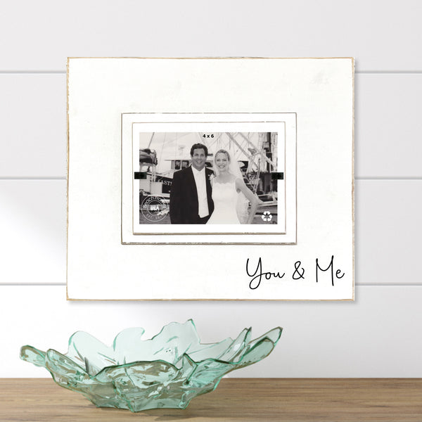 You & Me Love Note Whimsical Distressed Wood Picture Frame for Loved One | Anniversary Gift Frame | Engagement Gift | Just you and Me - Beach Frames