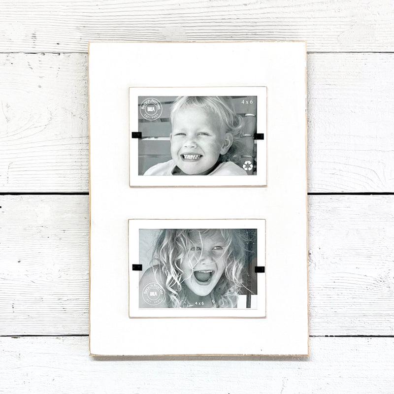 Personalized Double Two Picture Frame | Whimsical Modern Farmhouse Decor Collage Wall Frame - with Love Note or leave blank | 4x6 or 5x7 Picture Options | Gallery Wall - Beach Frames