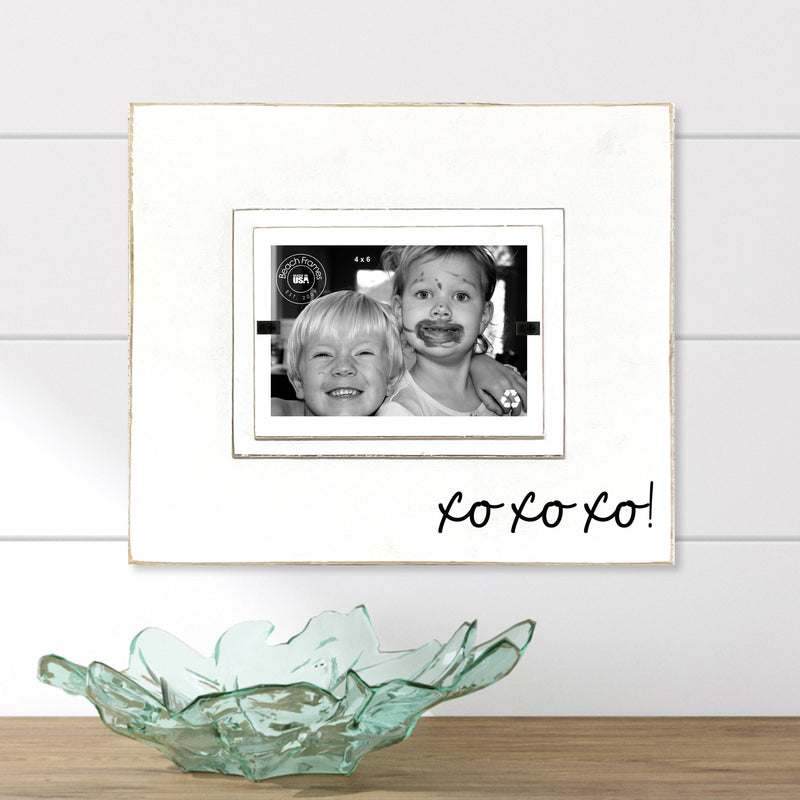 XOXOXO Valentine's Day Love Note Whimsical Distressed Wood Picture Frame | Hugs & Kisses | Valentine Gift for Couple | Love Gift - Beach Frames