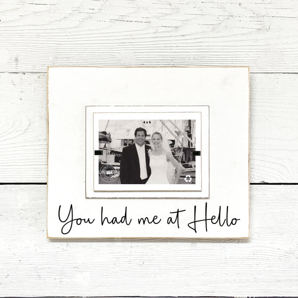 You had me at Hello Love Note Whimsical Distressed Wood Picture Frame for Loved One | Anniversary Gift Frame | Engagement Gift | Just you and Me - Beach Frames